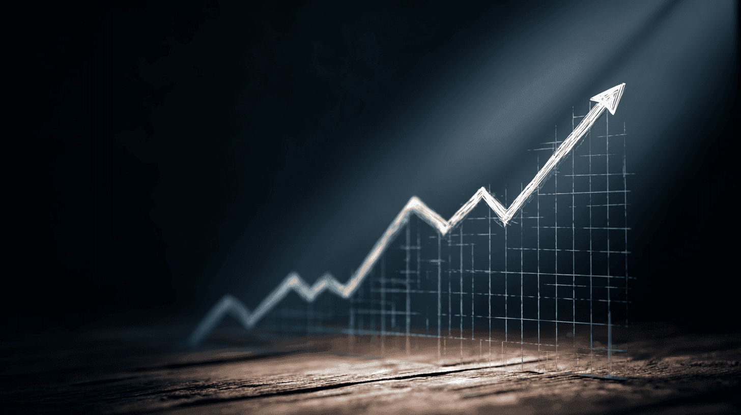 Upward trending line graph with an arrow, symbolizing growth or progress